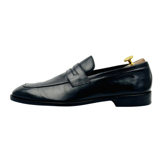 Canali Men's Black Leather Penny Loafers (Size 43)
