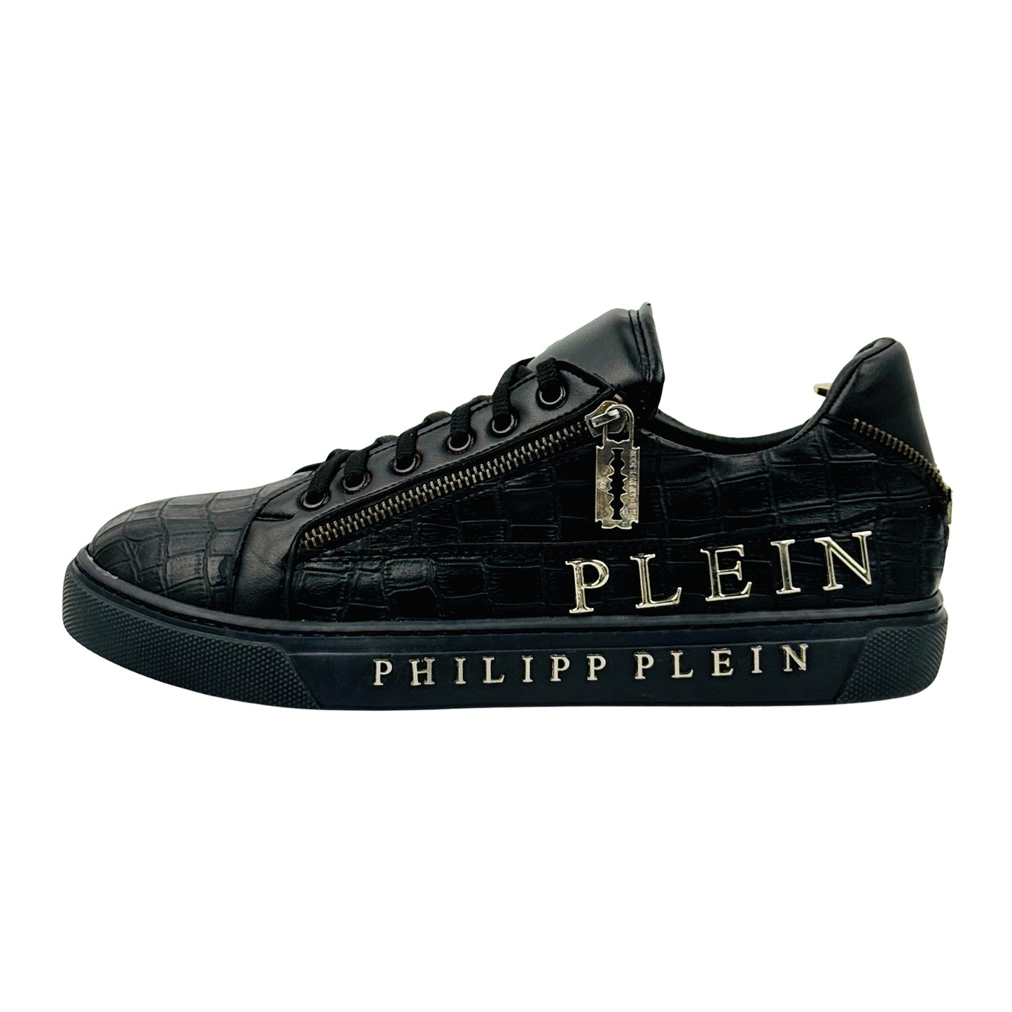 Philipp Plein Razor Zip Croc Embossed Sneakers (Size 42.5)