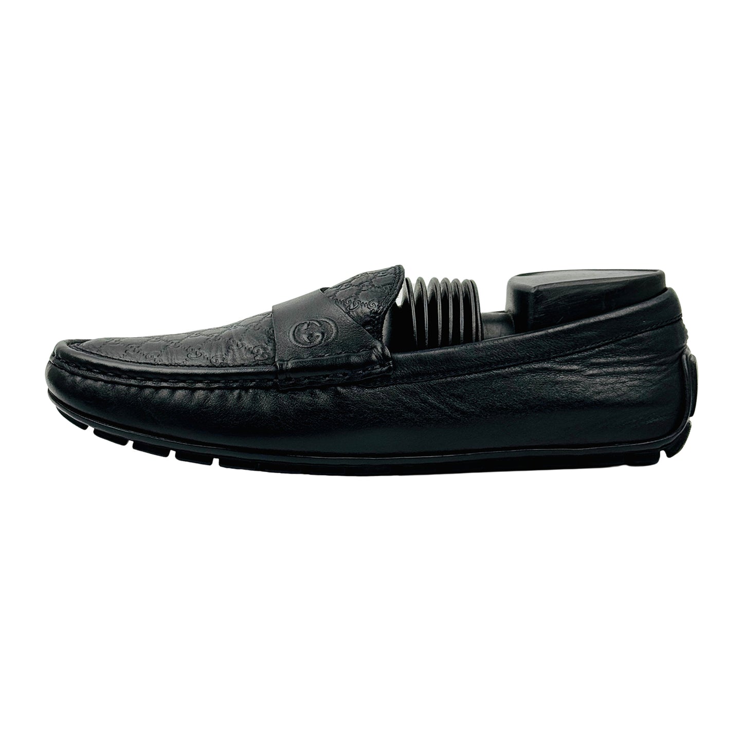 Gucci Black Guccissima Leather Driving Loafers (Size 38.5/39)