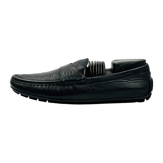 Gucci Black Guccissima Leather Driving Loafers (Size 38.5/39)