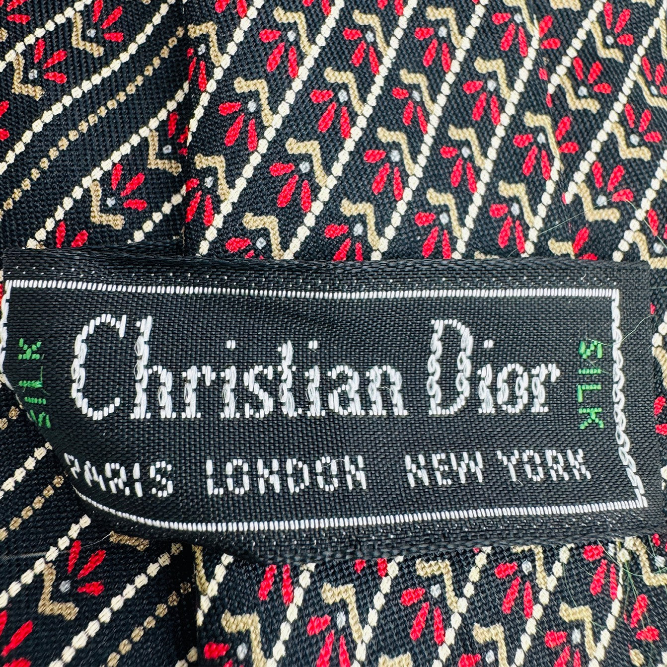 Christian Dior Black 'Geometric Pattern' Tie (Size Regular)