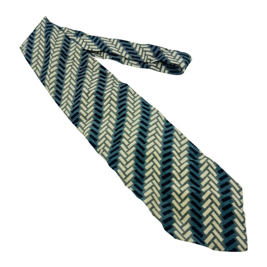 Emporio Armani Teal Blue 'Chevron Stripes' Tie (Size Regular)