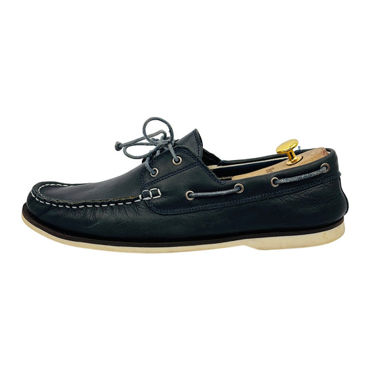 Dune London Men's Navy Blue Leather Boat Shoes (Size 44)