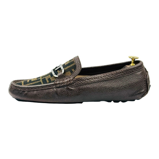 Fendi Zucca FF Monogram Leather Driving Loafers (Size 42)