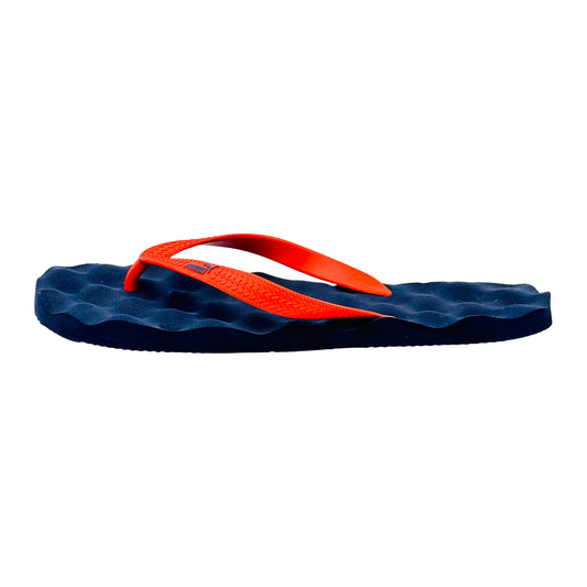 Puma Blue and orange flip-flop sandal on a white background