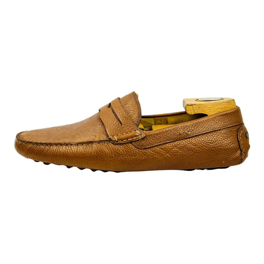 Florina Ostrich-Embossed Leather Loafers (Size 43)