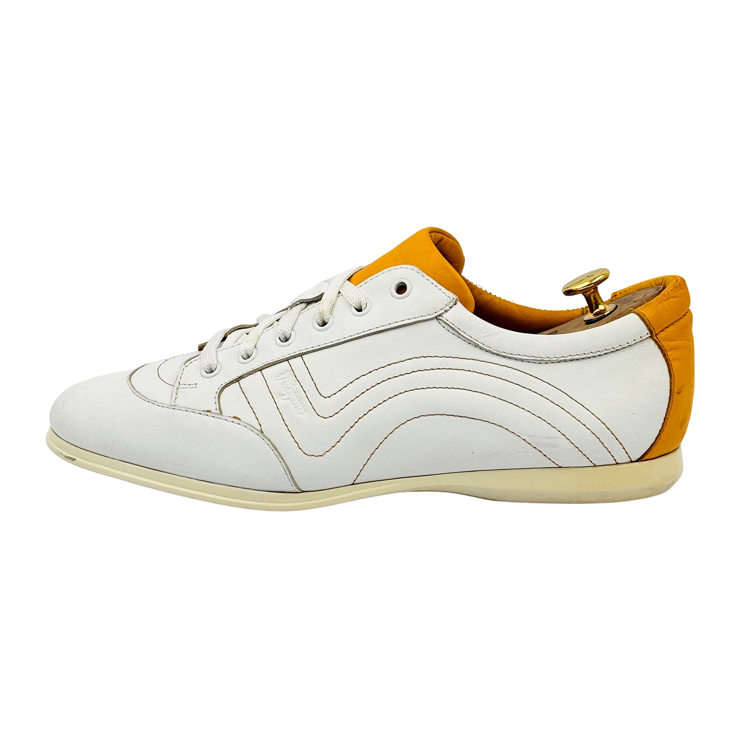 Salvatore Ferragamo Men's Leather White Sneakers (Size 42.5)