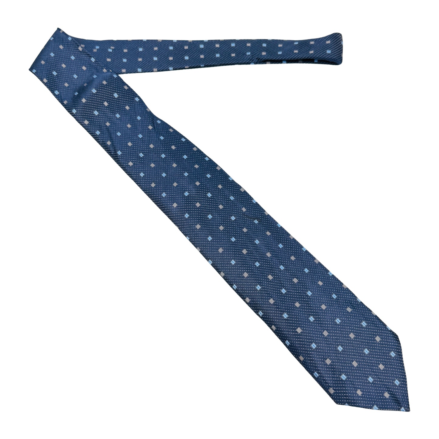 Eton Navy 'Square Pattern' Silk Tie (Size Regular)