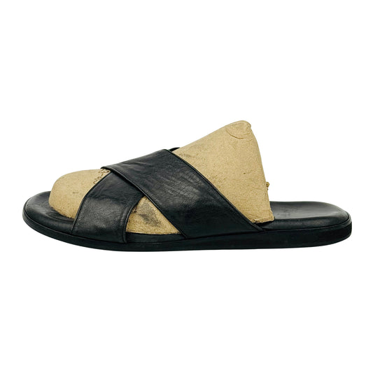 Bally Black Leather Cross Strap Sandal Slides (Size 40)