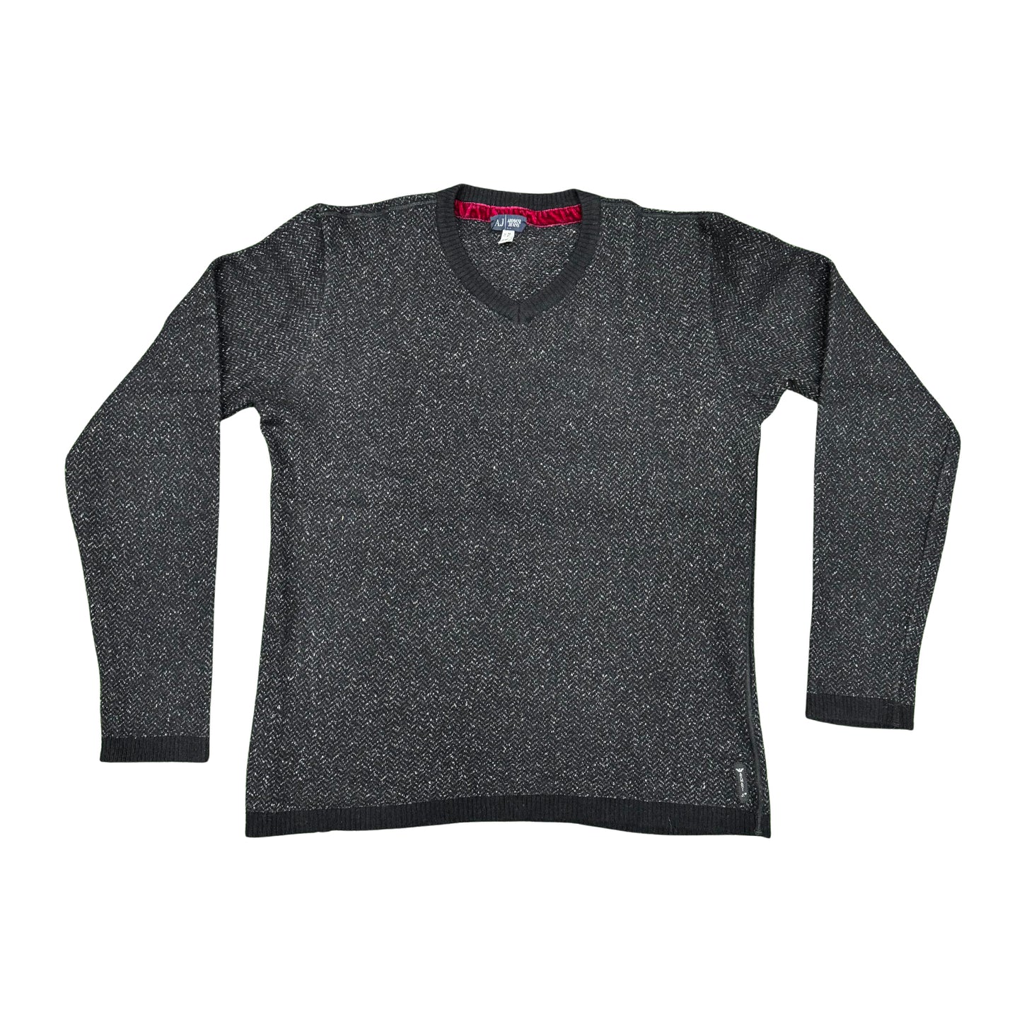 Armani Jeans V-Neck Charcoal Black Sweater (Size Small)