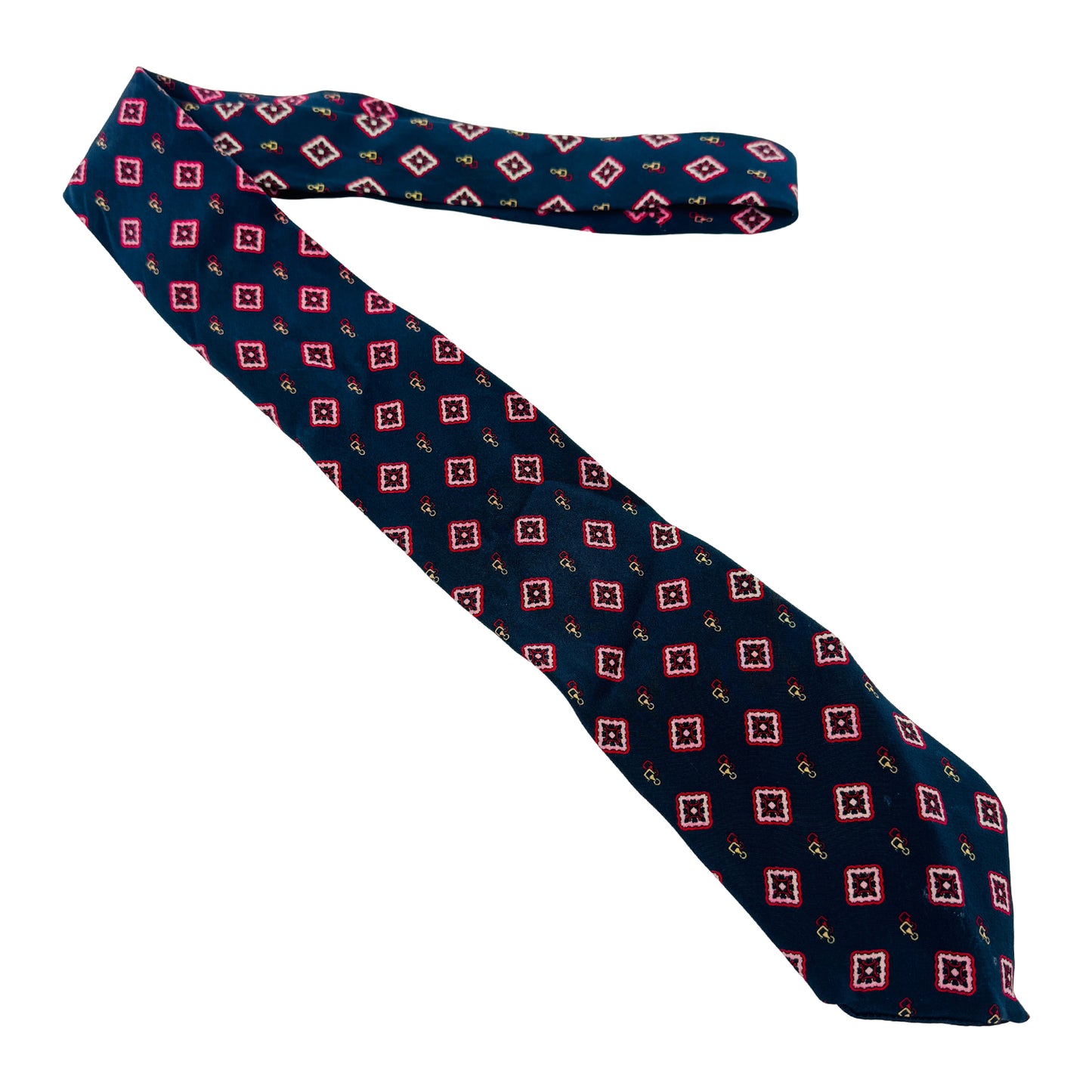 Lanvin Navy Blue 'Geometric Patterns' Tie (Size Regular)