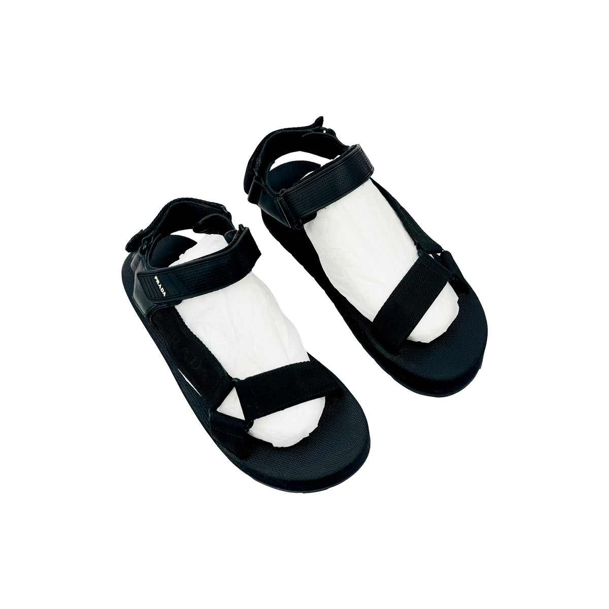 Prada Black Woven Canvas Nomad Sandals (Size 41)