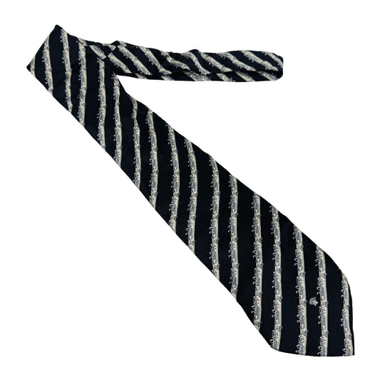 Versace Black 'Diagonal Stripe Pattern' Tie (Size Regular)