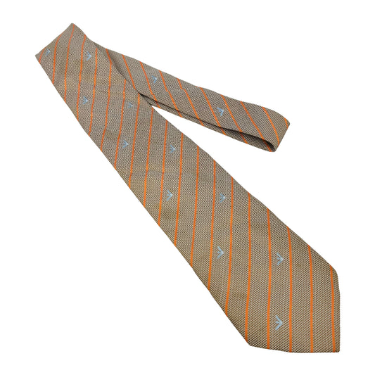 Giorgio Armani Tan Micro-Check 'Diagonal Stripes' Tie (Size Regular)