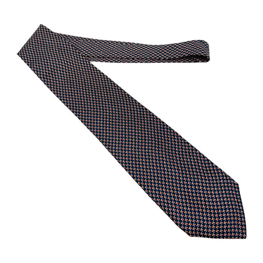 Yves Saint Laurent Navy Blue 'Geometric Micro Pattern' Tie (Size Regular)