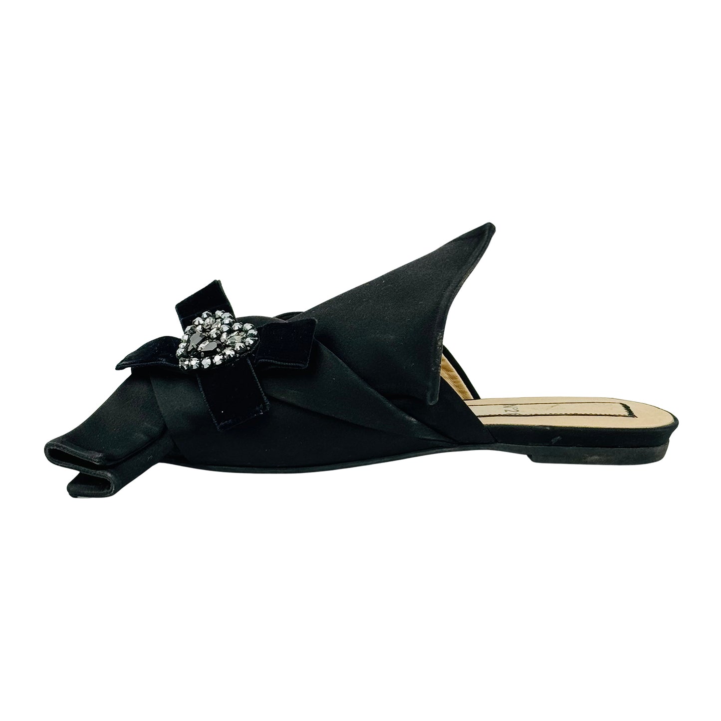N21 Women's Black Satin Sandal Slides (Size 39)