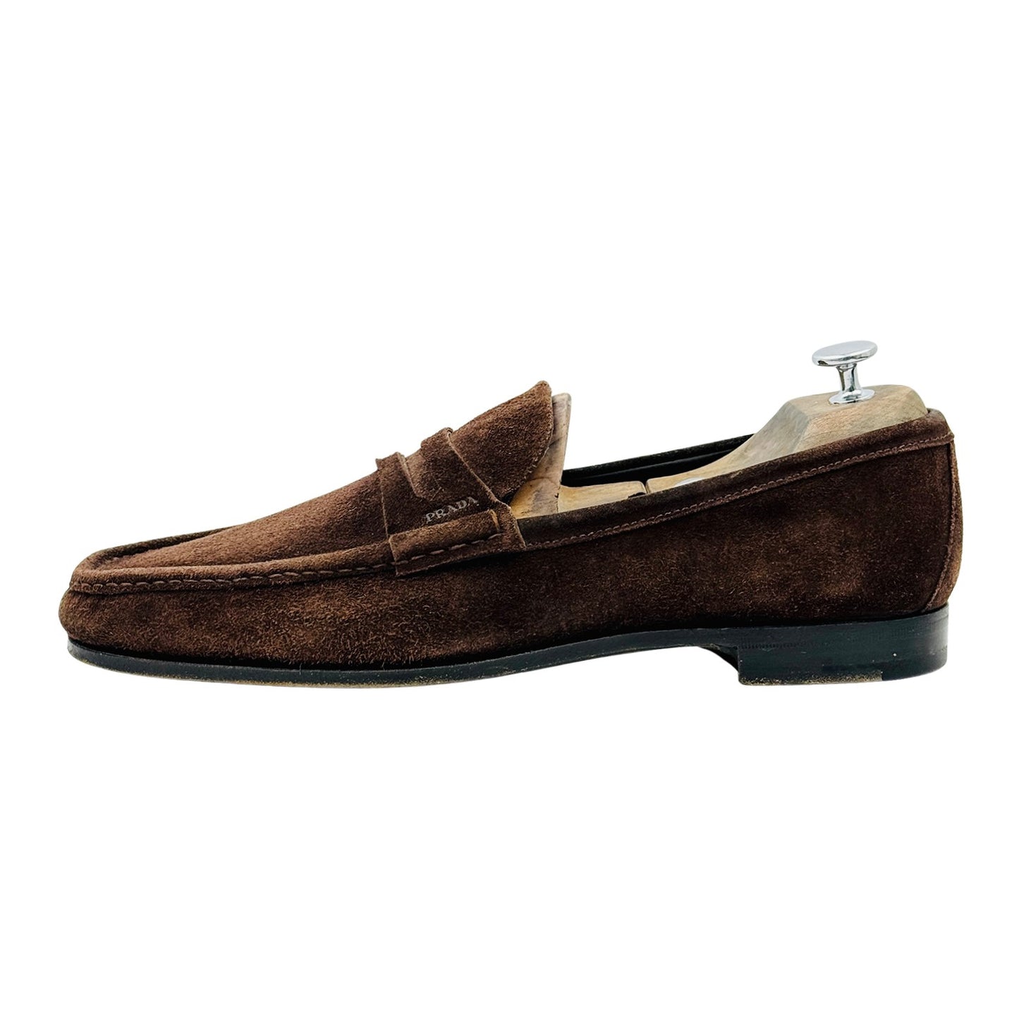 Prada Men's Brown Suede Penny Loafers (Size 44.5)
