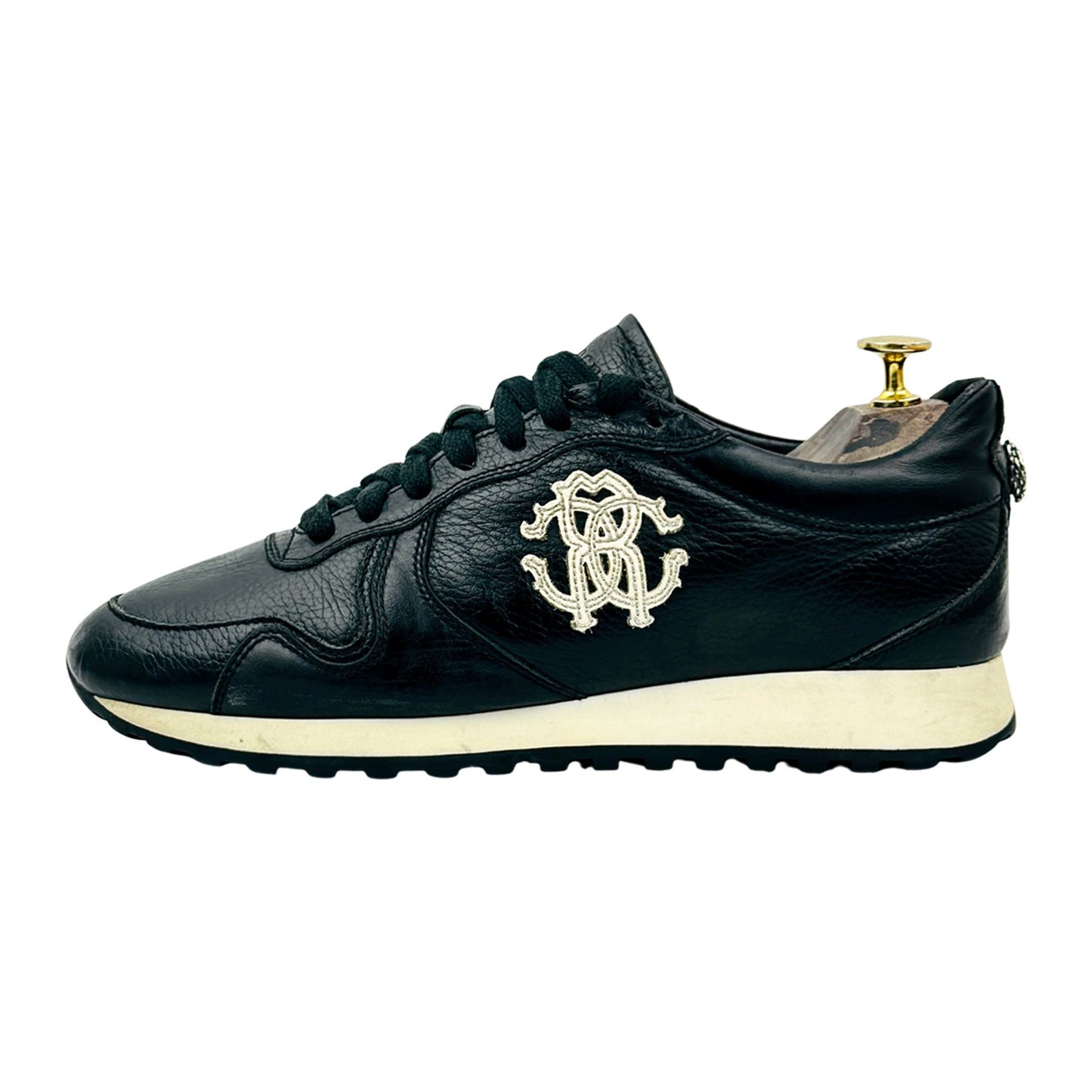 Roberto Cavalli RC Monogram Black Leather Sneakers (Size 41/41.5)