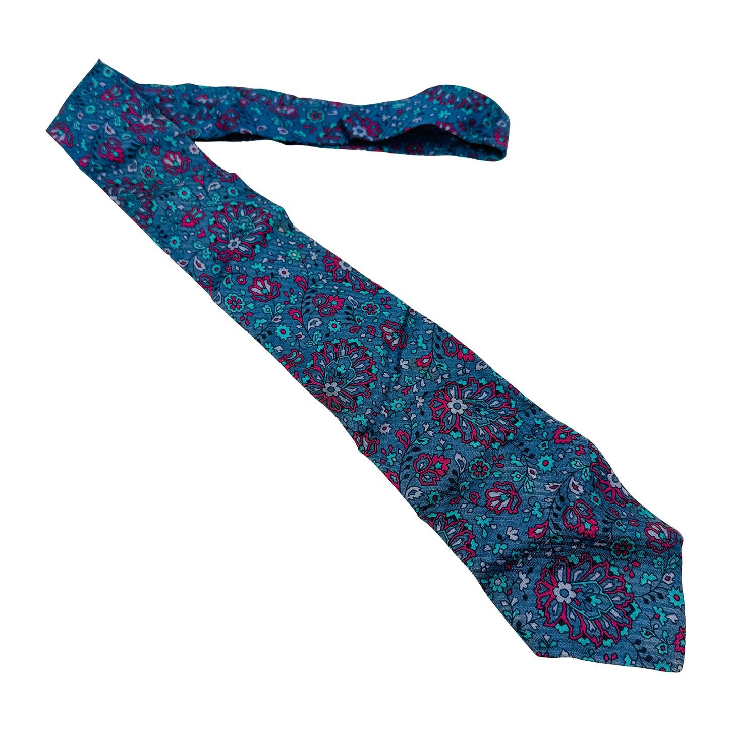 Givenchy Teal Pink 'Floral Pattern' Silk Tie (Size Regular)