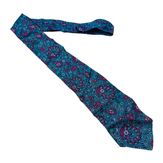 Givenchy Teal Pink 'Floral Pattern' Silk Tie (Size Regular)