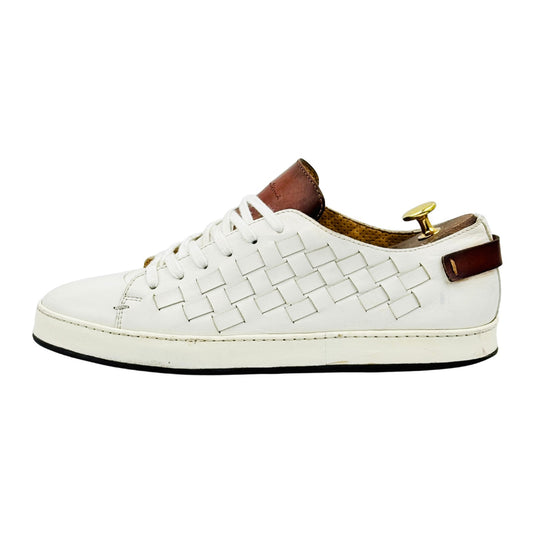 Santoni White Leather Low Top Sneakers (Size 42.5)