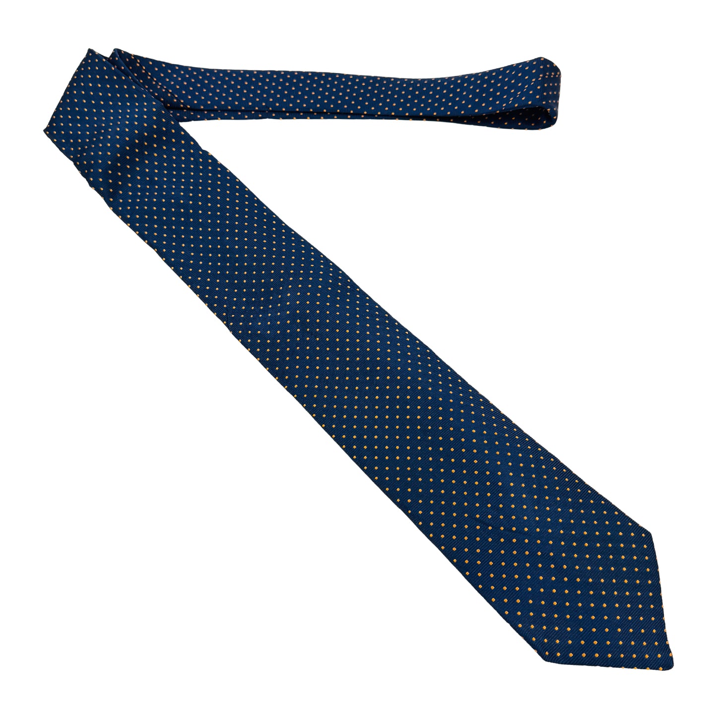 Breuer Navy 'Polka Dots' Silk Tie (Size Regular)