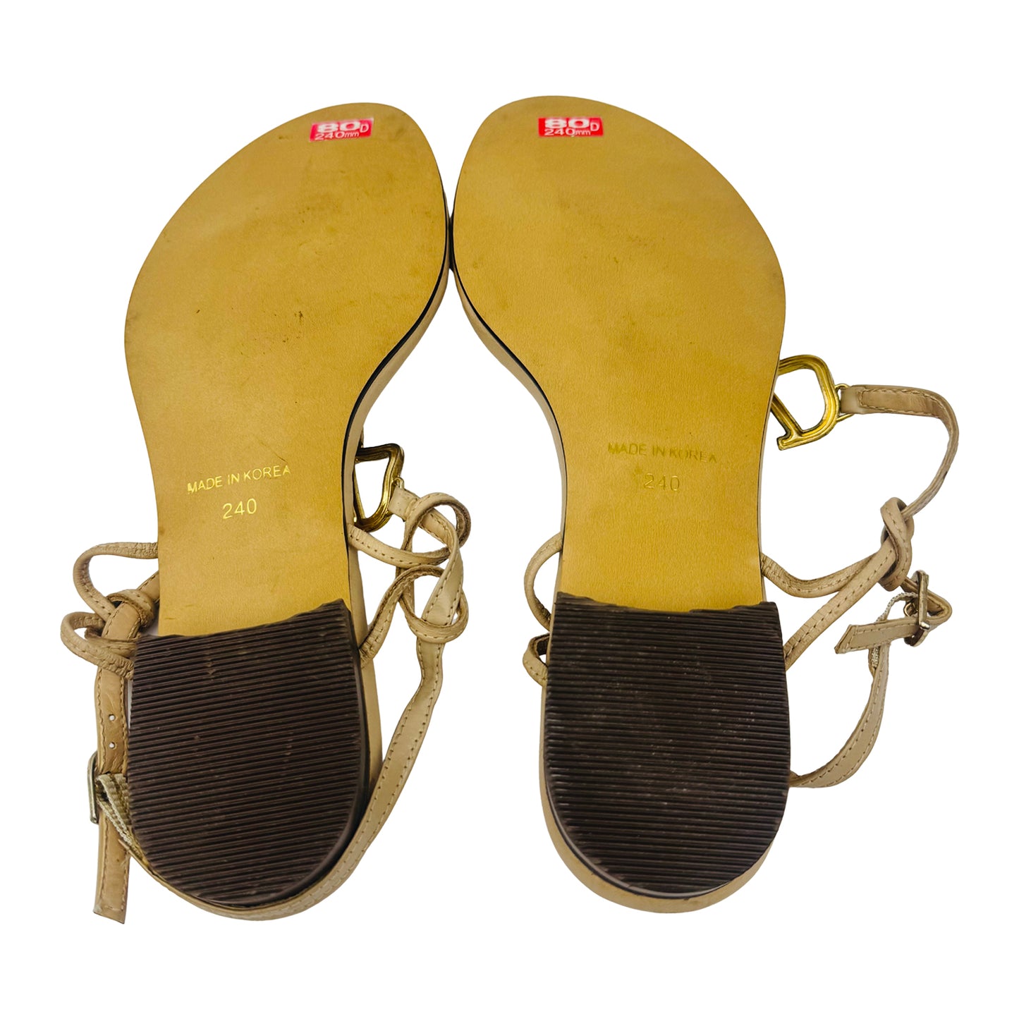 Soyou Black 1981 Beige Leather Sandals (Size 36.5/37)