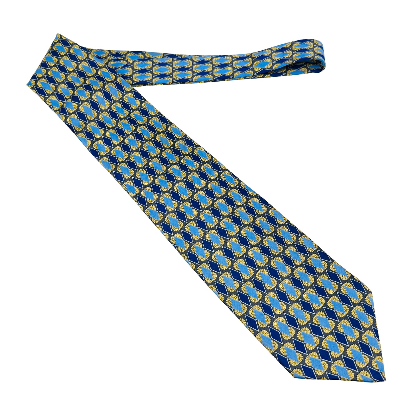 Yves Saint Laurent Navy Blue 'Geometric Pattern' Tie (Size Regular)