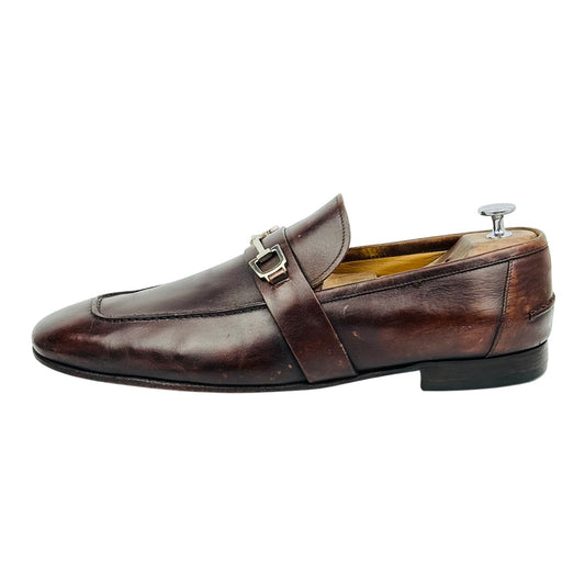 Gucci Men's Brown Leather Horsebit Loafers (Size 44/44.5)