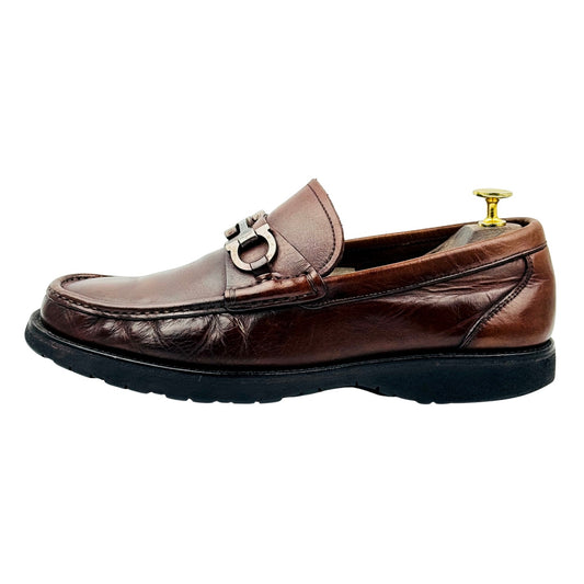 Salvatore Ferragamo Brown Gancini Bit Loafers (Size 42)