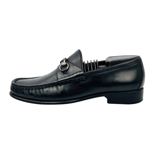 Gucci Men's Black Leather Horsebit Loafers (Size 40/40.5)