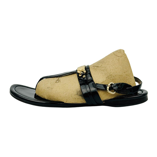 Coach Black Patent Leather Thong Sandals (Size 38)