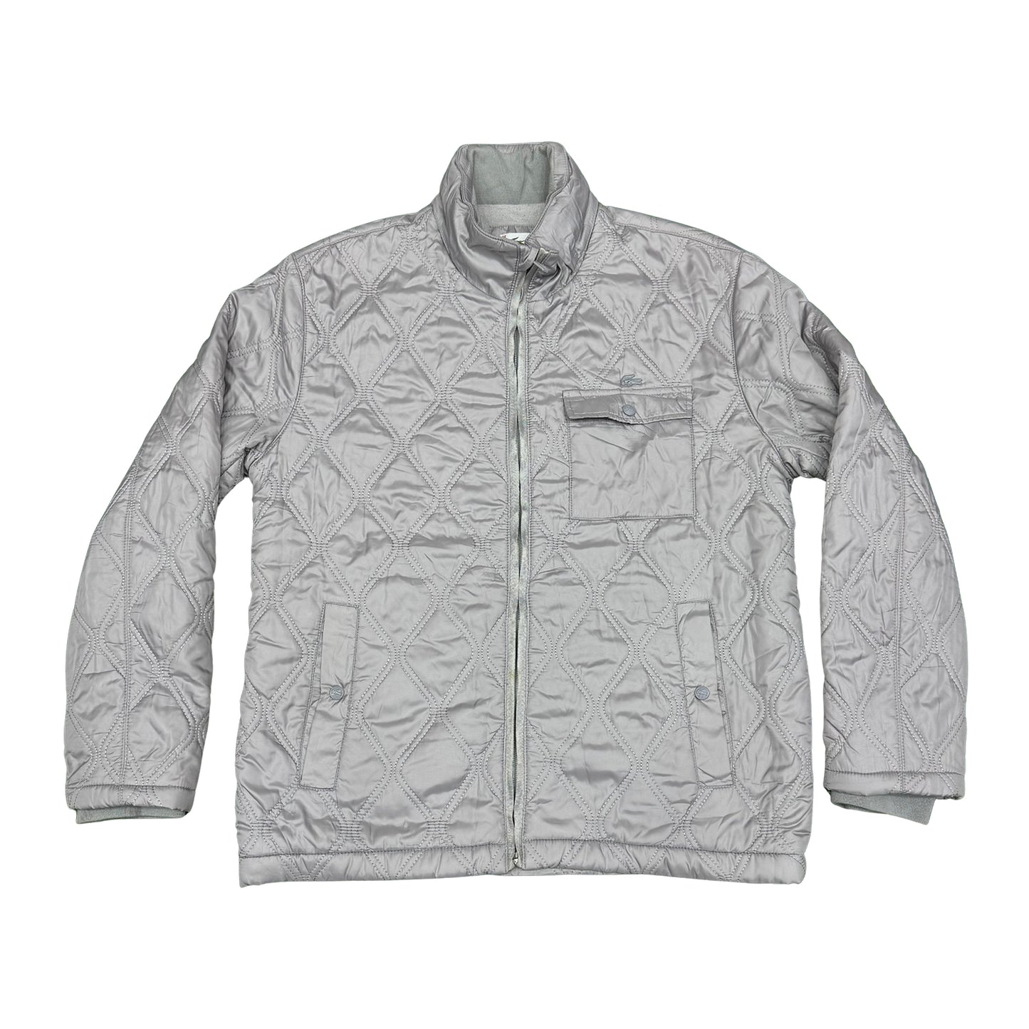 Lacoste Grey Quilted Zip-Up Jacket (Size Small)
