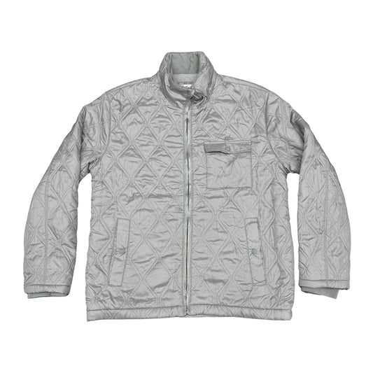 Lacoste Grey Quilted Zip-Up Jacket (Size Small)