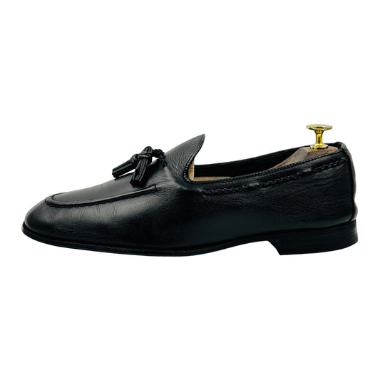 Zara Men's Black Leather Tassel Loafers (Size 40)