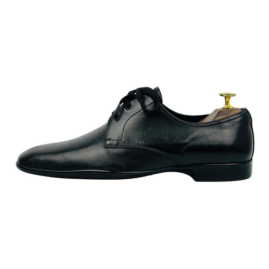 Prada Men's Black Leather Derby Shoes (Size 42.5)