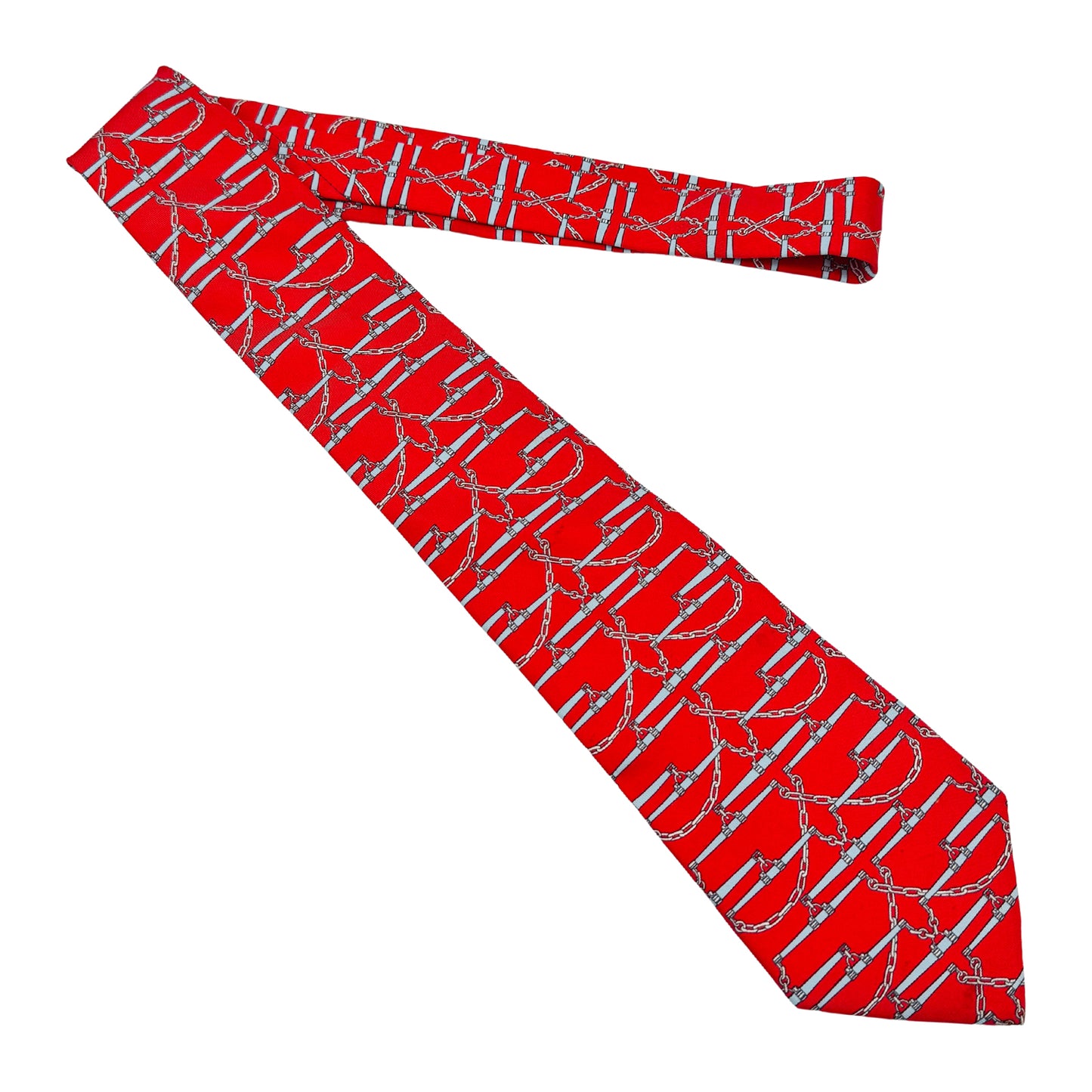 Hermès Bright Red 'Equestrian Chain' Tie (Size Regular)