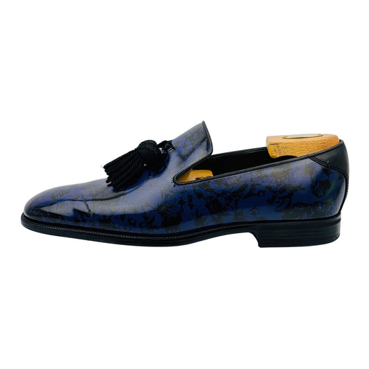 Jimmy Choo Blue Floral Tassel Patent Loafers (Size 43/43.5)
