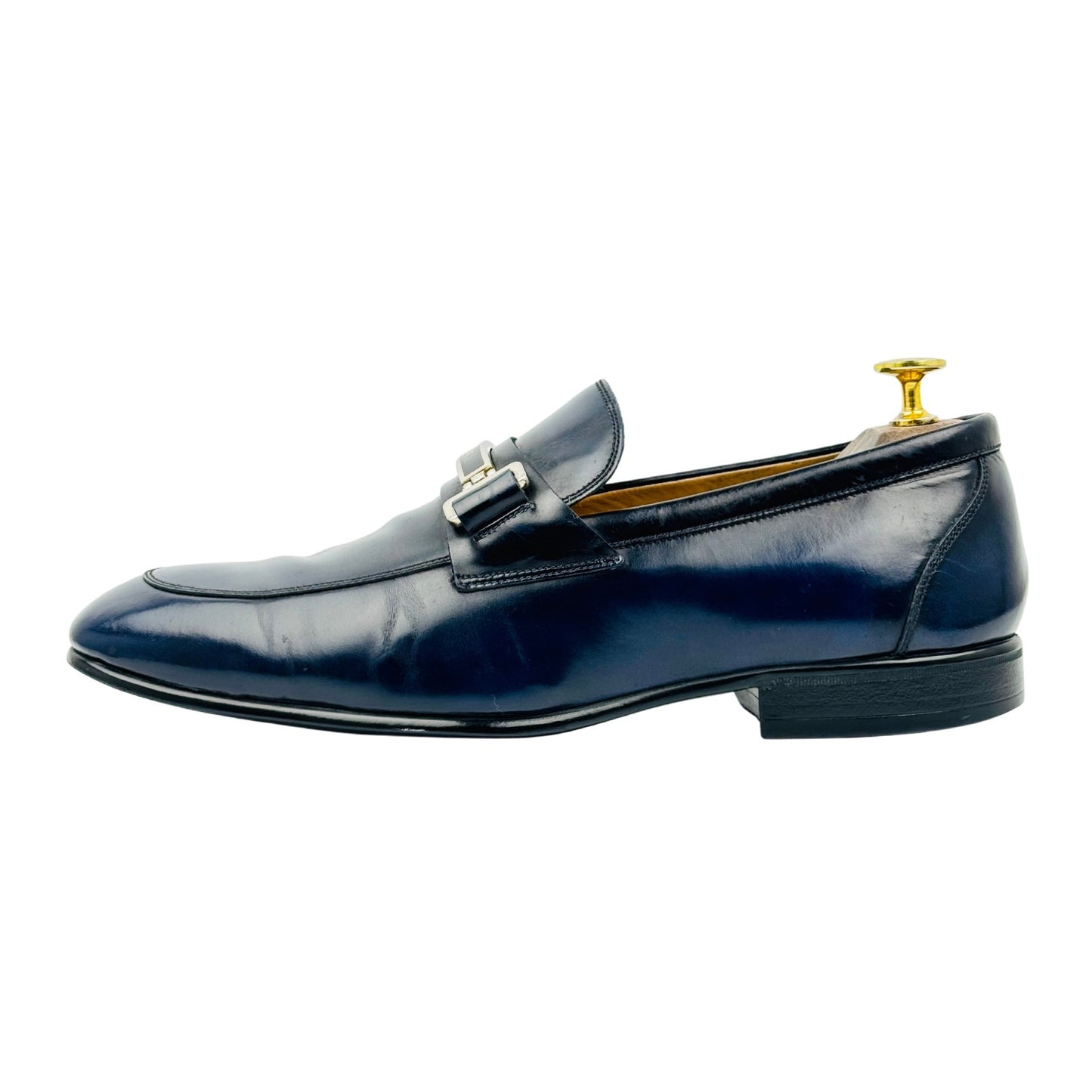 Bally Men's Navy Blue Polished Leather Loafers (Size 42.5)