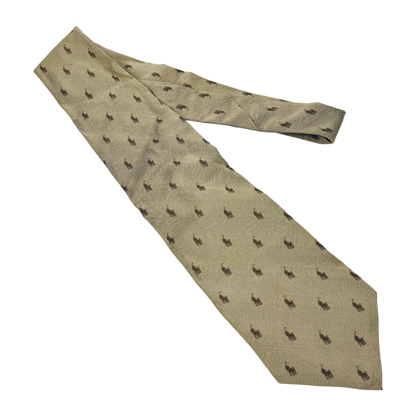 Ralph Lauren Polo Light Beige 'Embroidered Polo Pattern' Tie (Size Regular)
