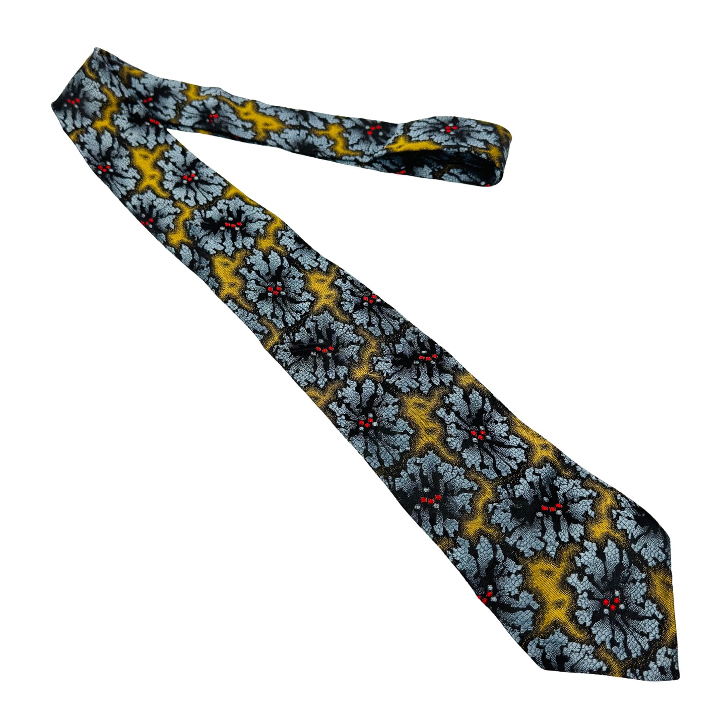 Valentino Black 'Foliage Pattern' Silk Tie (Size Regular)