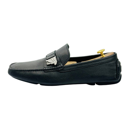 Versace Men's Black Medusa Buckle Driving Loafer (Size 44)