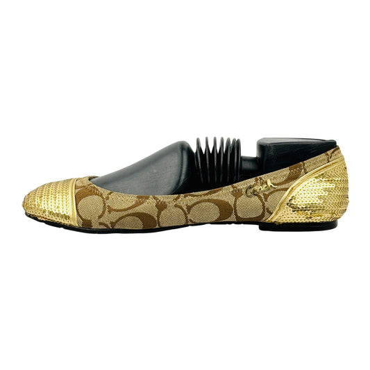 Coach Women's Shine Golden Ballet Flats (Size 37.5)