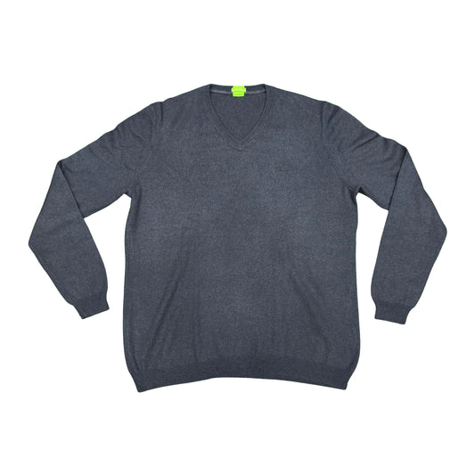 Hugo Boss Men's Dark Grey V-Neck Sweater (Size Large)