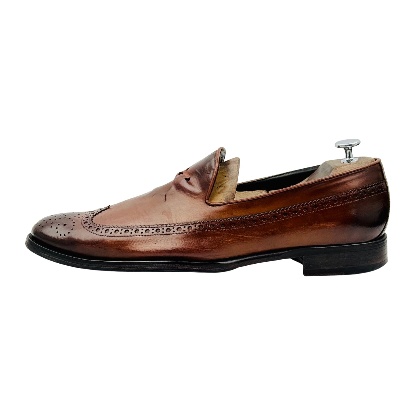 Russel & Bromley Brown Leather Wingtip Loafers (Size 44)