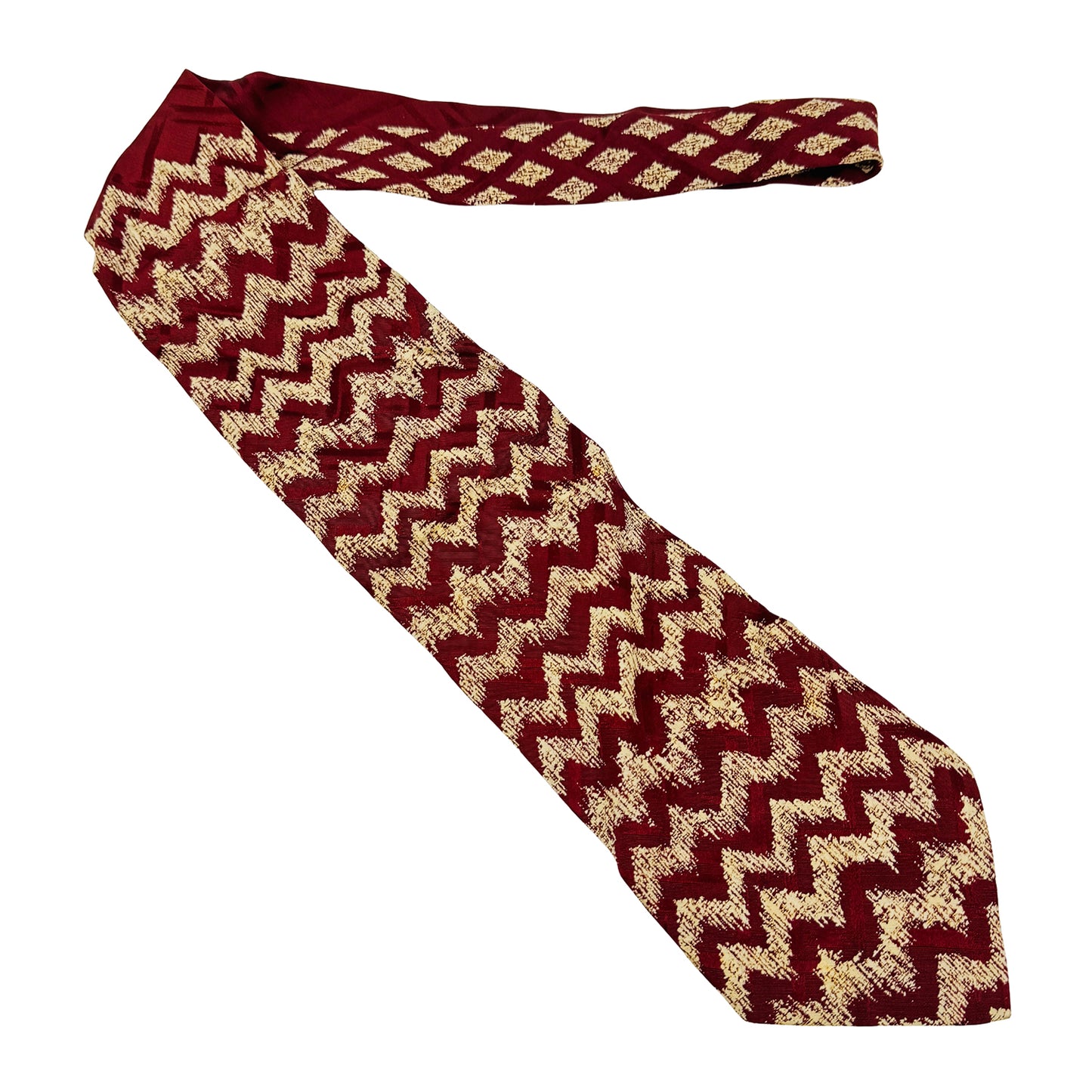 Hugo Boss Deep Red 'Zigzag Pattern' Silk Tie (Size Regular)