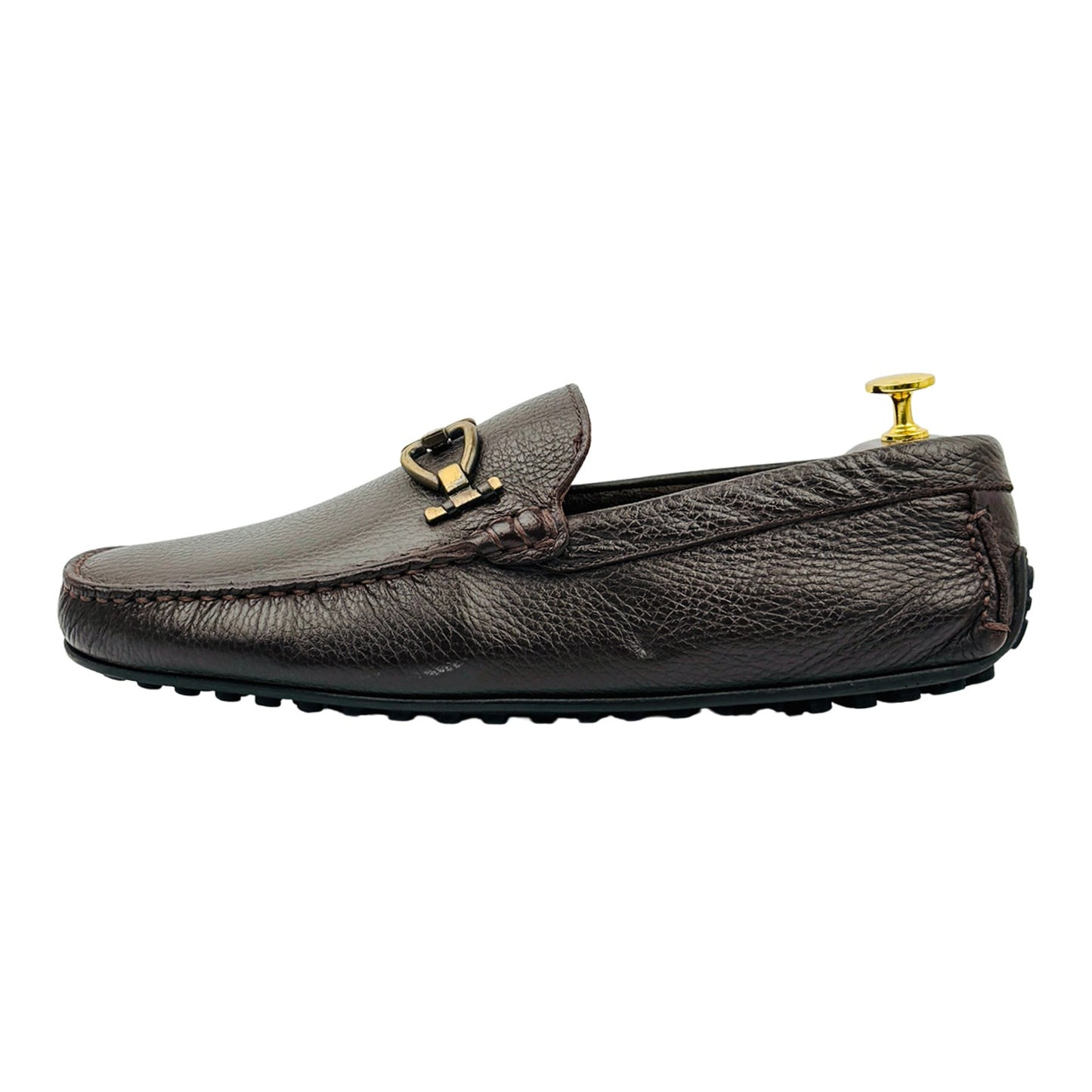 Tamer Tanca Dark Brown Pebbled Leather Loafers (Size 44/44.5)