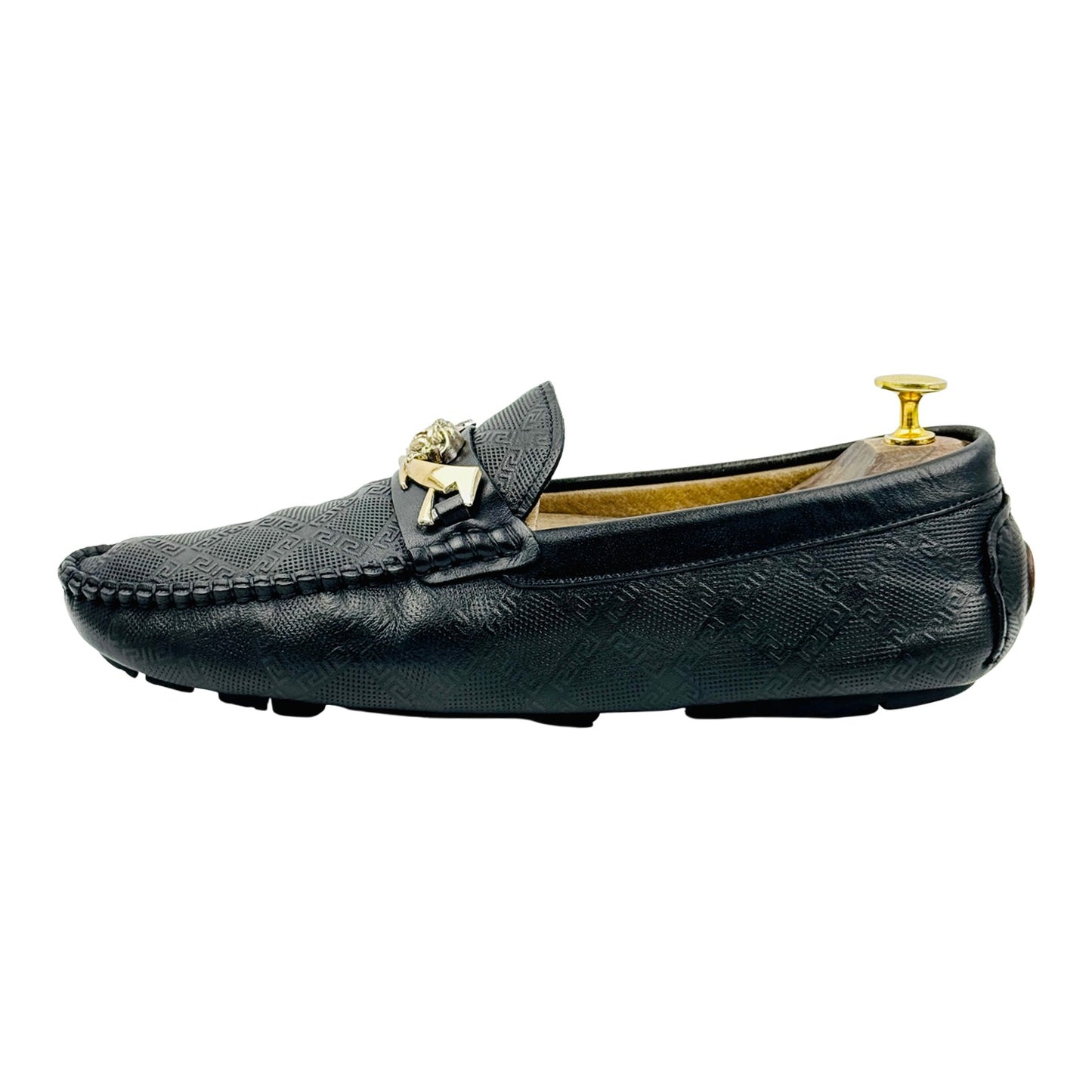 Versace Medusa Embellished Black Loafers (Size 42)