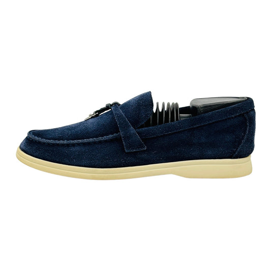 Loro Piana Summer Charms Walk Navy Blue Loafers (Size 40) - I43182