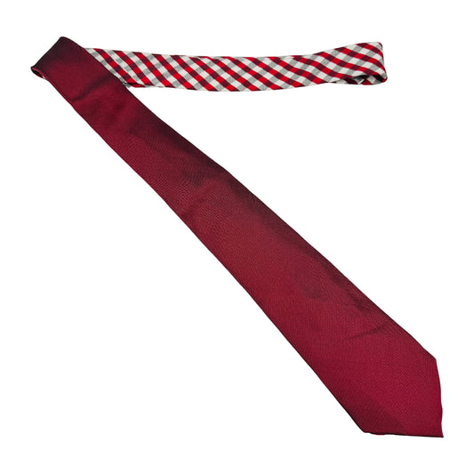 Sovrano Burgundy 'Checkered Pattern' Tie (Size Slim Fit)